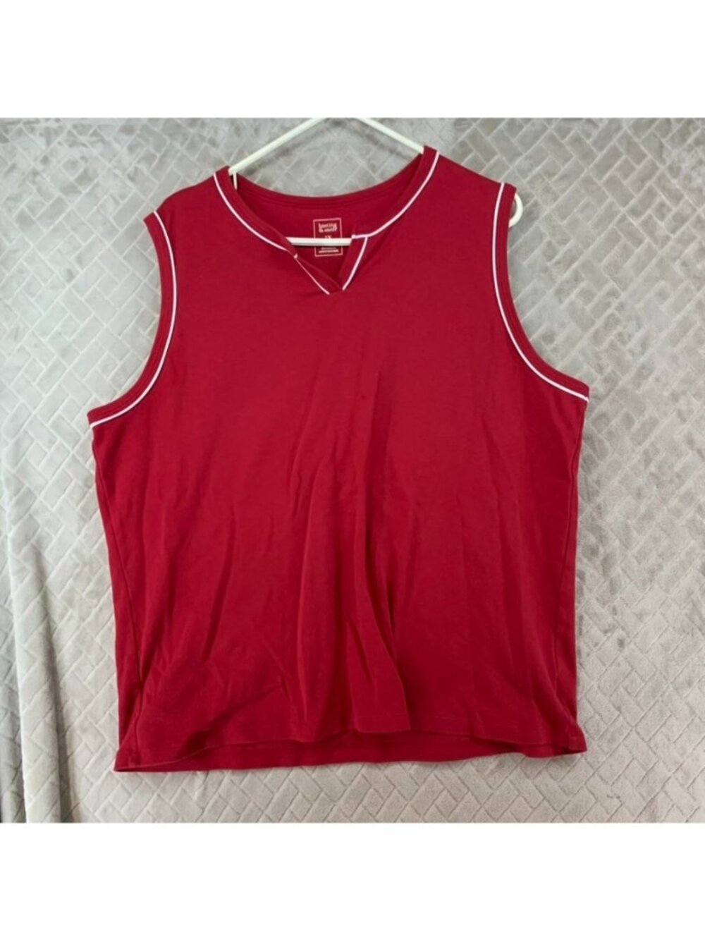 Hasting & Smith Top Womens 2X Red Sleeveless V Neck Preppy Classic Fit
